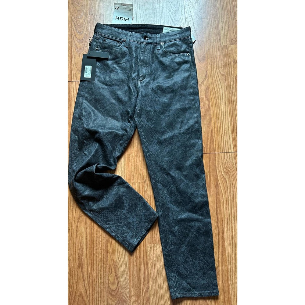 NEW RAG & BONE Sz27 NINA HIGH-RISE COATED SNAKEFOIL ANKLE STRETCH JEANS - Picture 2 of 11